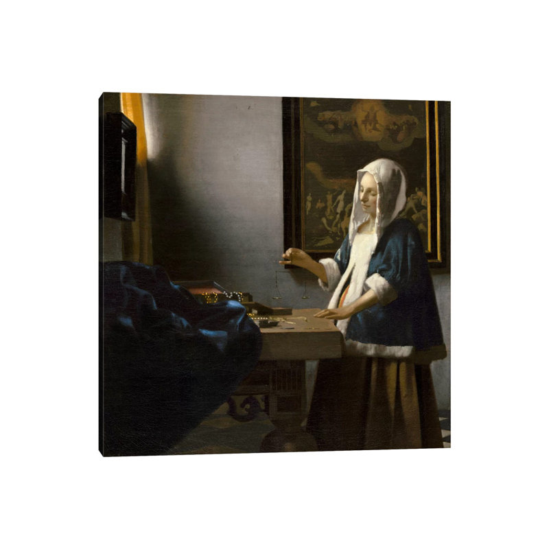 Woman Holding A Balance by Johannes Vermeer - Wrapped Canvas Painting, 93.98 cm H x 93.98 cm W x 1.91 cm D