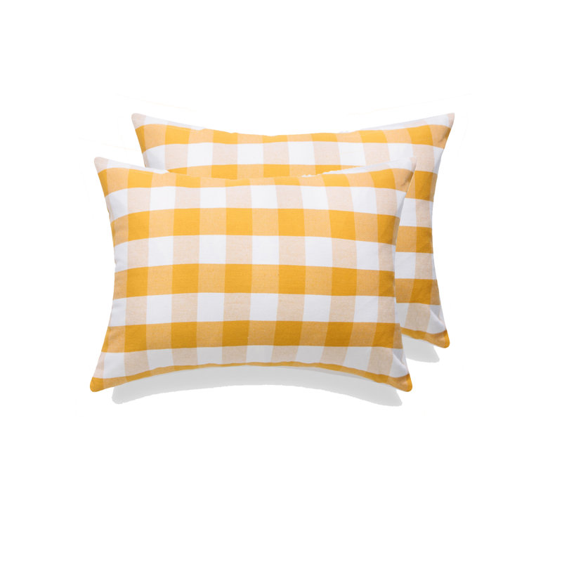 Housse de coussin rectangulaire 100% coton Buffalo Check, Jaune / Blanc, H 14 po x l 20 po, Polyester