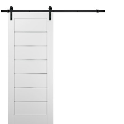 Quadro Frosted Glass Barn White Door