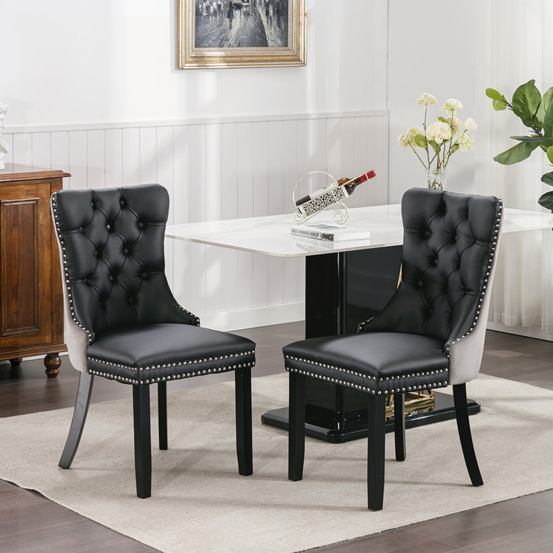2 Pcs High-End Tufted Solid Wood Contemporary Velvet Upholstered Dining Chair With Wood Legs Nailhead Trim,Upholstered dining room chair,dinning chair,kitchen chair
