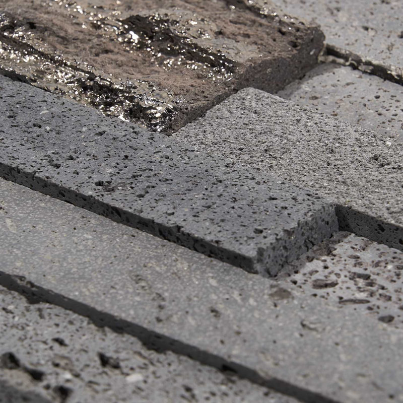 Stackstone 8x24 Textured 3D Brick Lava Stone Mosaic Tile