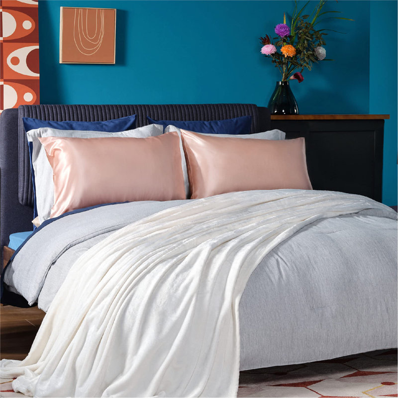 Bedsure Cooling Satin Pillowcase Envelope Closure(Set Of 2), Blossom