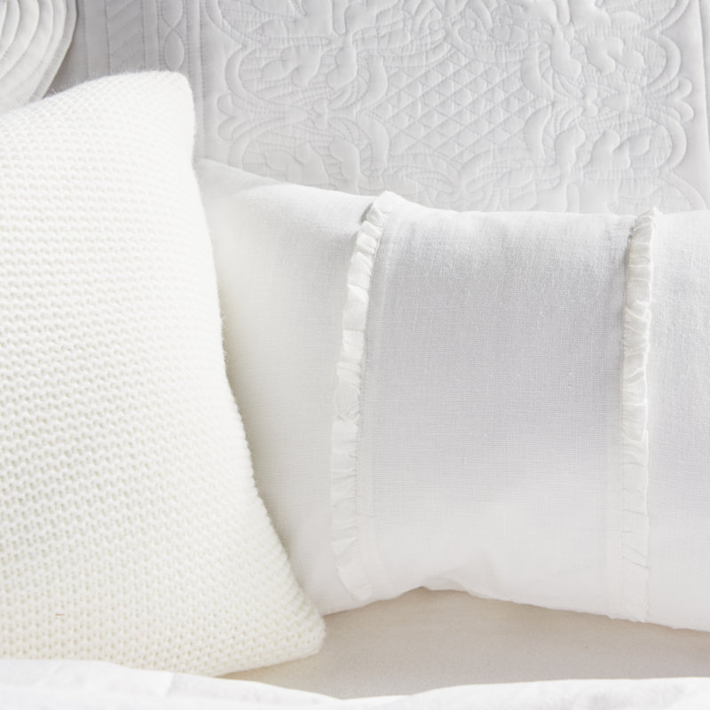 Hampton Linen Lumbar Pillow, White