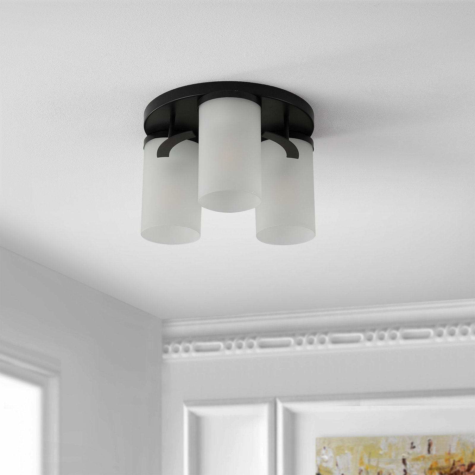 Rudaigh 12.5 " 3 - Light Flush Mount, Black