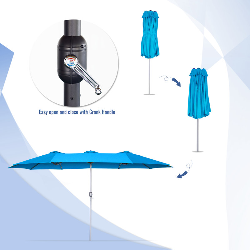 Crosspointe 180'' Rectangular Market Umbrella, Blue