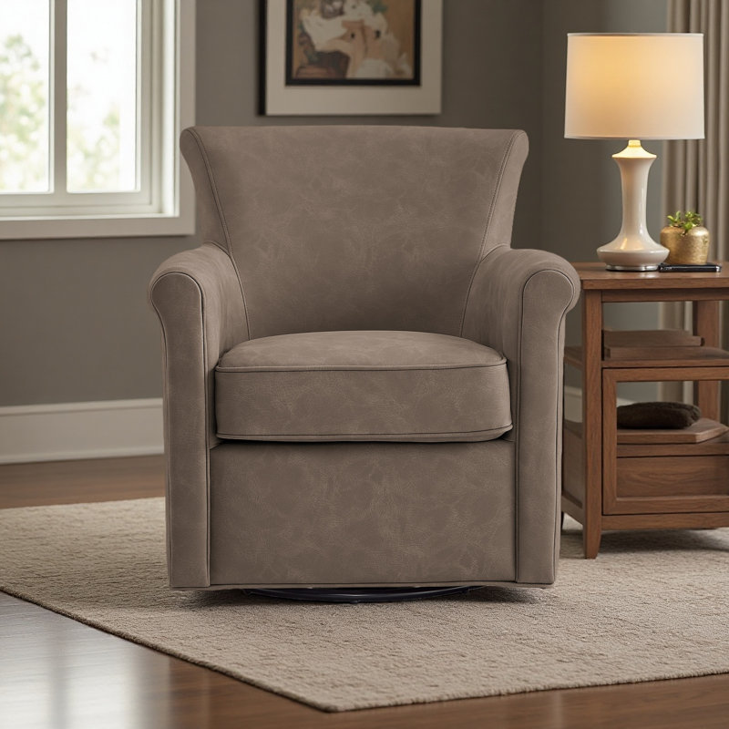 Fauteuil d'appoint pivotant en similicuir, Espresso