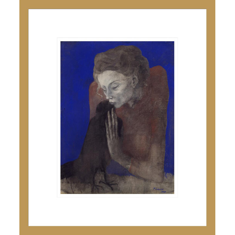 «Woman with a Crow» par Pablo Picasso, impression giclée sur cadre, H 16,49 po x l 13,75 po