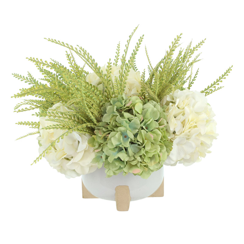 Floral Centerpiece with Hydrangeas and Ferns