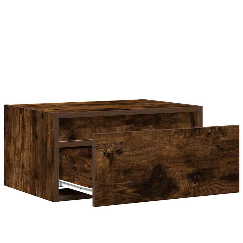 Darshay 51cm W Manufactured Wood Bedside Table, Smoked Oak, 2