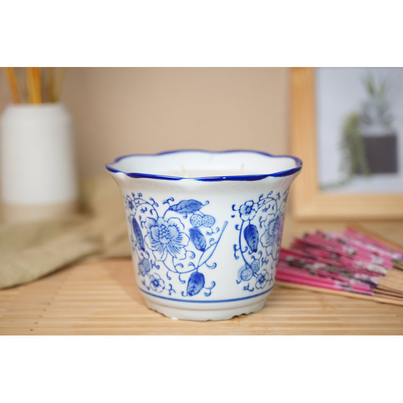 Bougie en céramique 6,13 po à dessus festonné - Sandale 15,5 oz