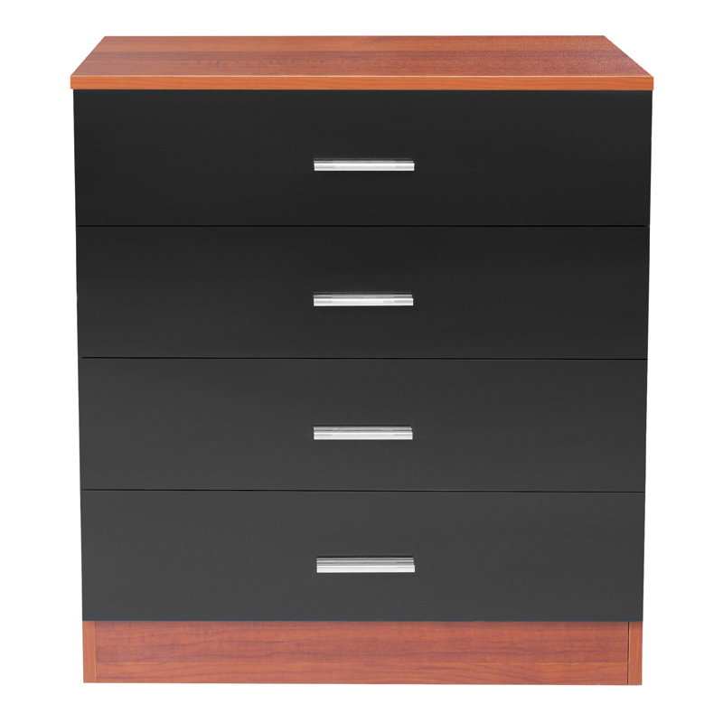 60 cm W Chest of 4 Drawers, Walnut/Black