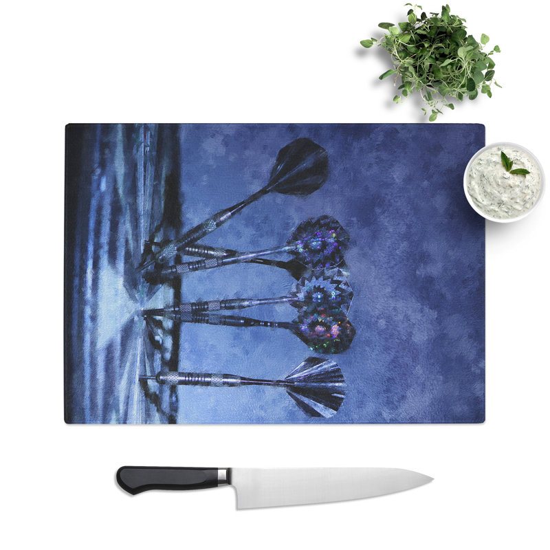 Darts and Dartboard Painting Chopping Board, 20cm W x 28.5cm L