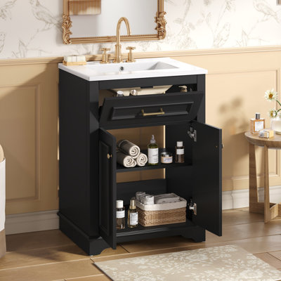 24" Bathroom Vanity with Integrated Ceramic Sink