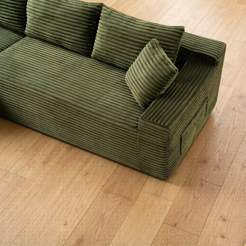 Canapé modulaire 106,3 po Cloud, Orienté vers la gauche, Velours côtelé vert
