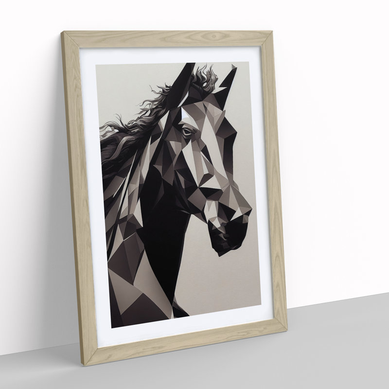 Abstract Horse No.6 - Framed Print, 46cm H x 34cm W x 2cm D, Oak