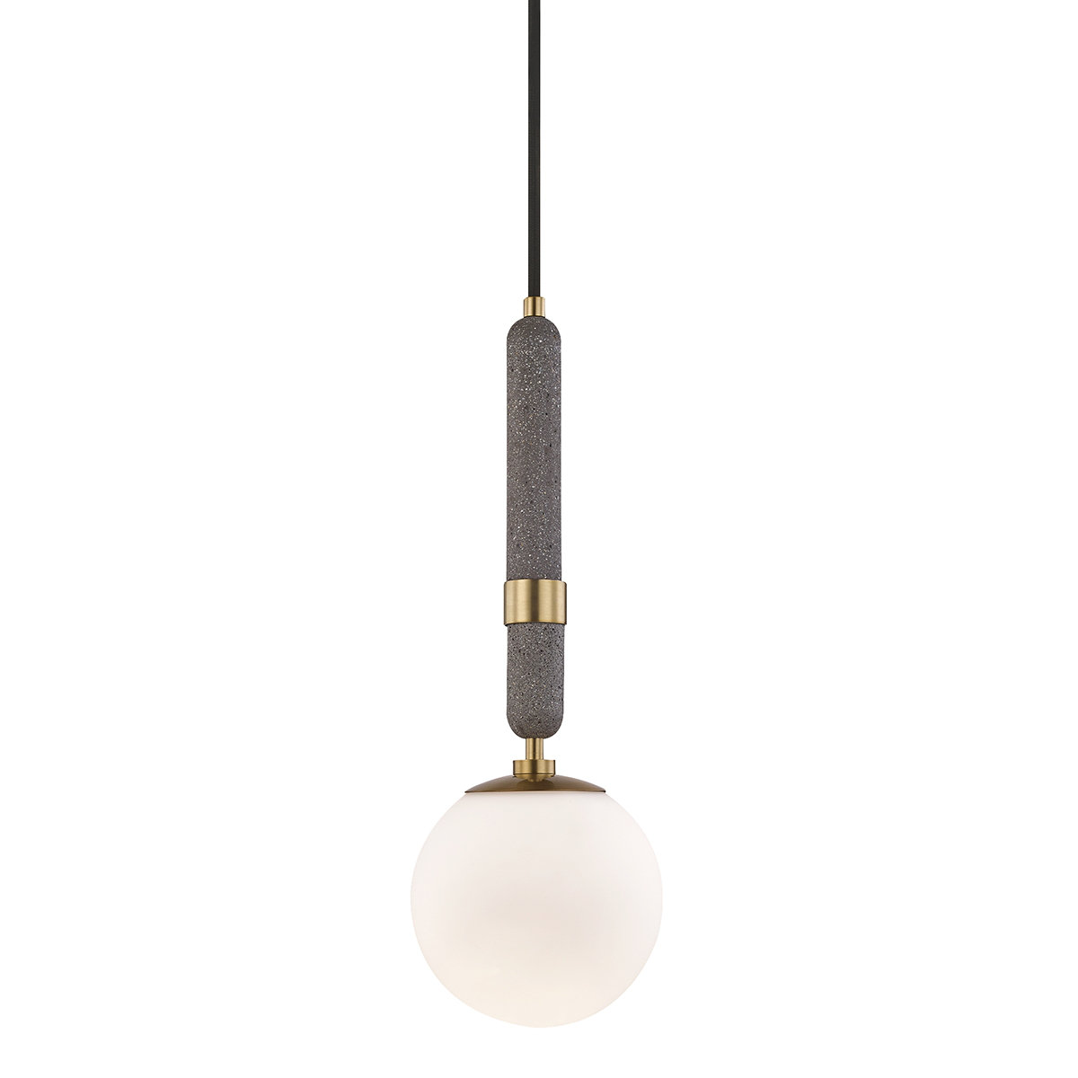 Harley Single Light Glass Pendant, Aged Brass, 20" H x 7" W x 7" D