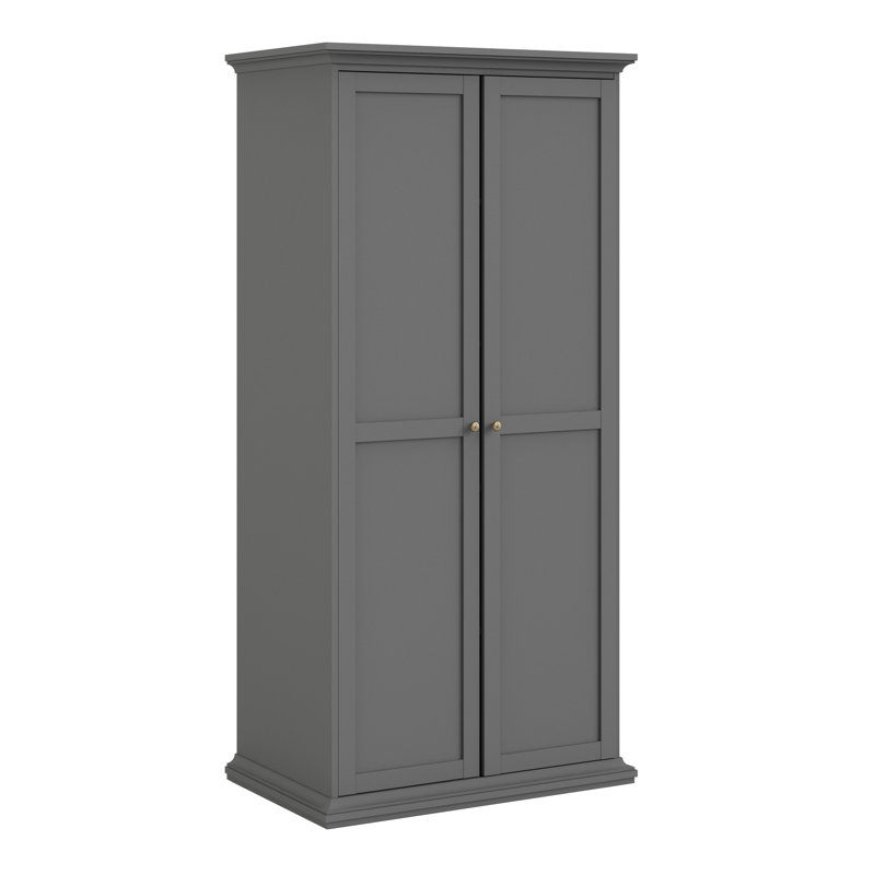 Woodburn 2 Door Manufactured Wood Wardrobe, Matte Grey