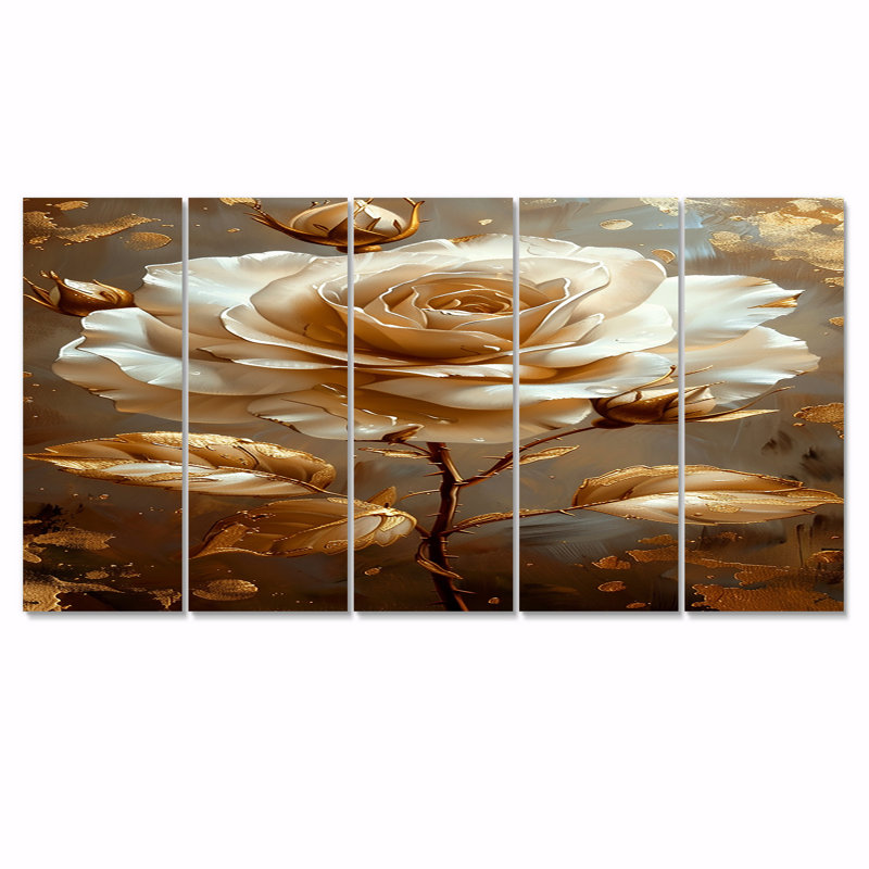 Borlon - Ensemble de 5 décorations murales roses, H 28 po x l 60 po