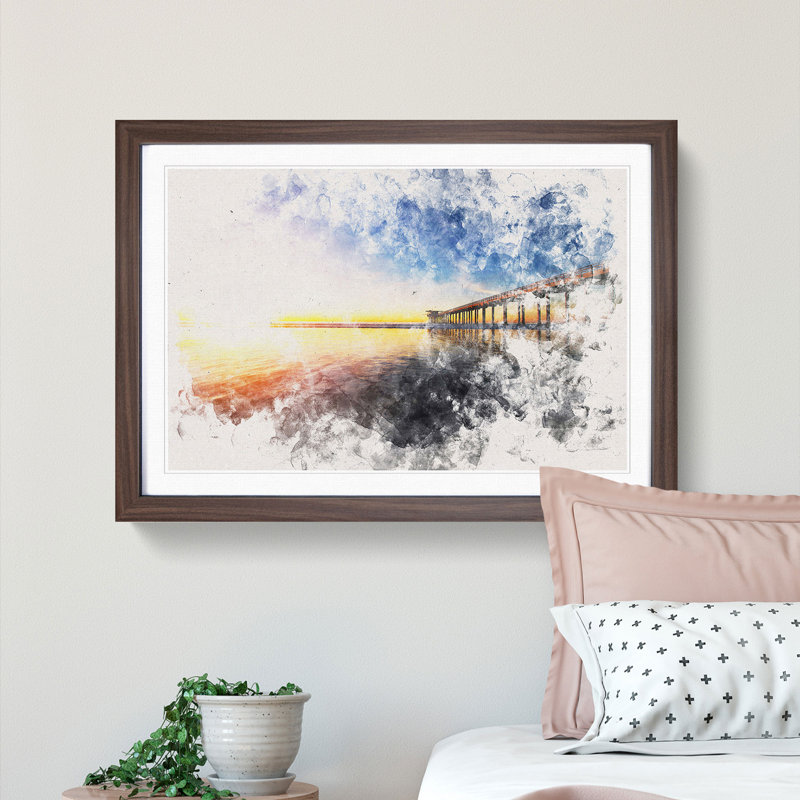 Pier in San Diego - Framed Print, Walnut Framed, 62cm H x 87cm W x 2cm D