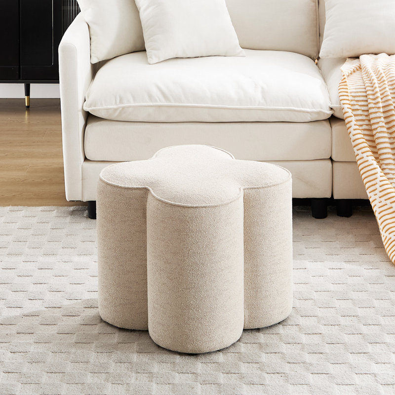 Leiani Modern 47 cm W Upholstered Ottoman, Beige 