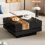 Table basse carrée 31,4 po x 31,4 po avec plateau coulissant, table centrale ultrabrillante avec compartiment de rangement dissimulé, table à cocktail extensible avec finition grain pour le salon