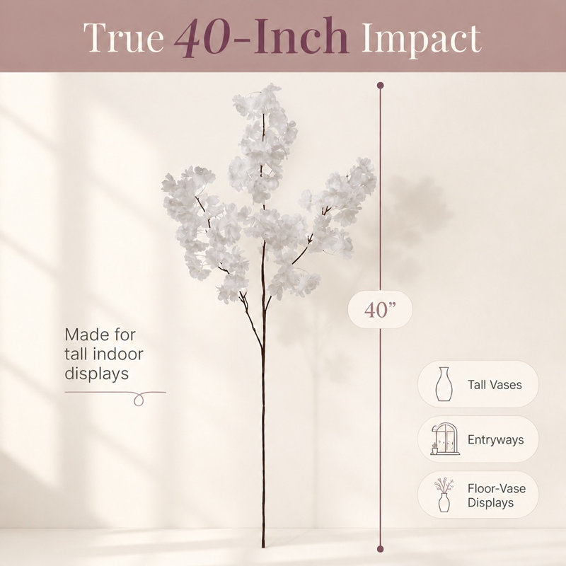 12 Pack 40" White Cherry Blossom Flower Spray