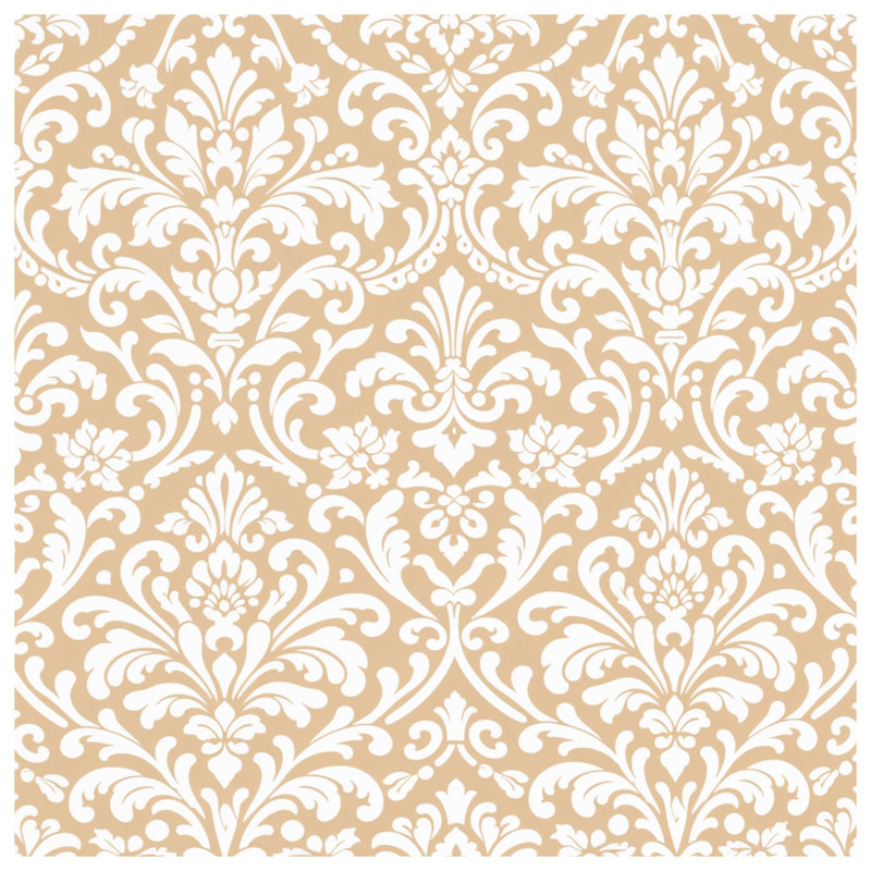 Beige White Damask Quilted Thin Bedspread, Full / Double