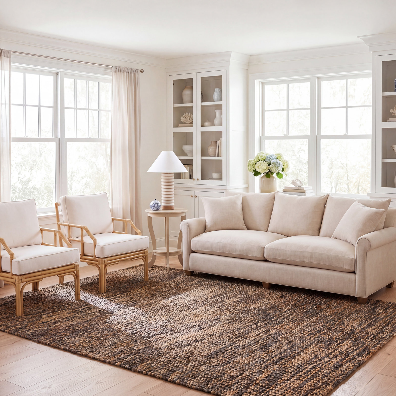 Hand-Woven Abstract Jute Rug, Rectangle 8' x 10'
