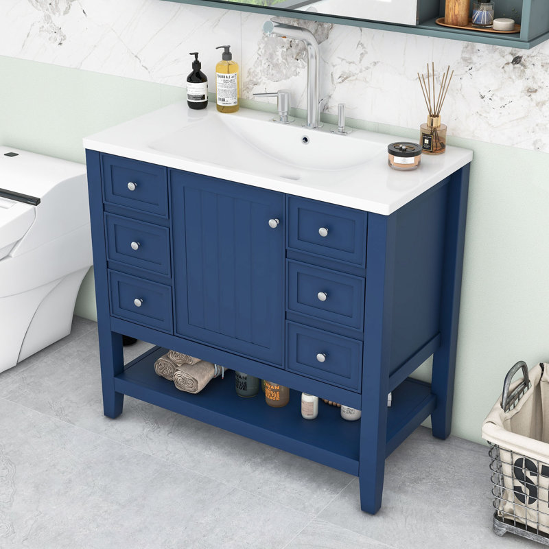 Ensemble de meuble-lavabo simple 36 po avec plateau en céramique Nicolyn