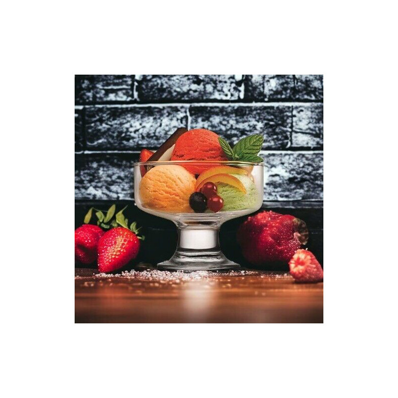 Glass Footed Ice Cream Sundae Sherbet Dessert Cups Bowls Dishes Boxed Set of 6