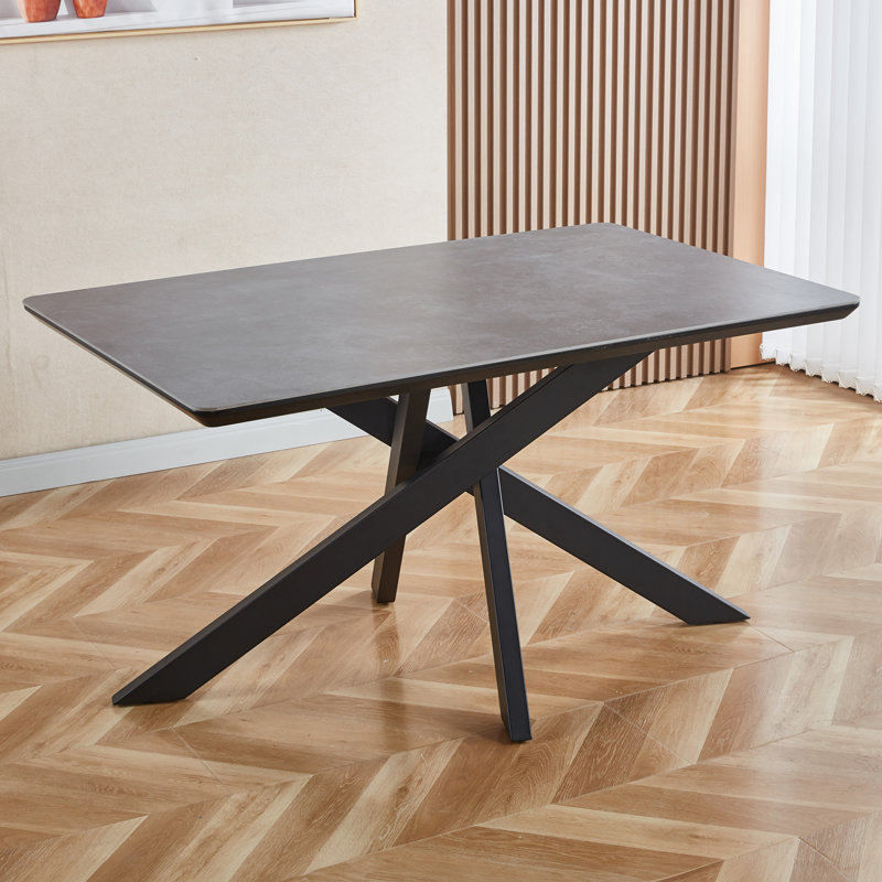 Stone Top Metal Base Dining Table