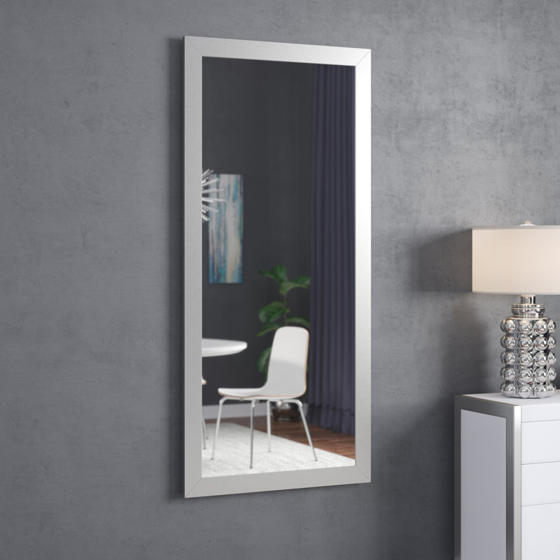 Argjela Wood Flat Mirror, Brushed Nickel