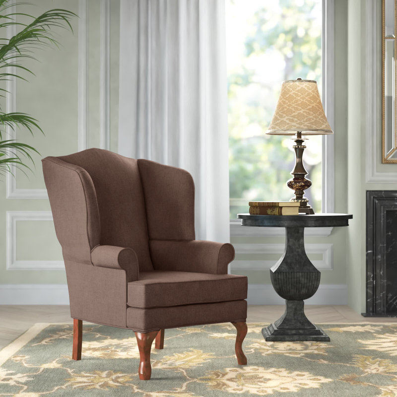 Lucious Upholstered Wingback Chair, Brown