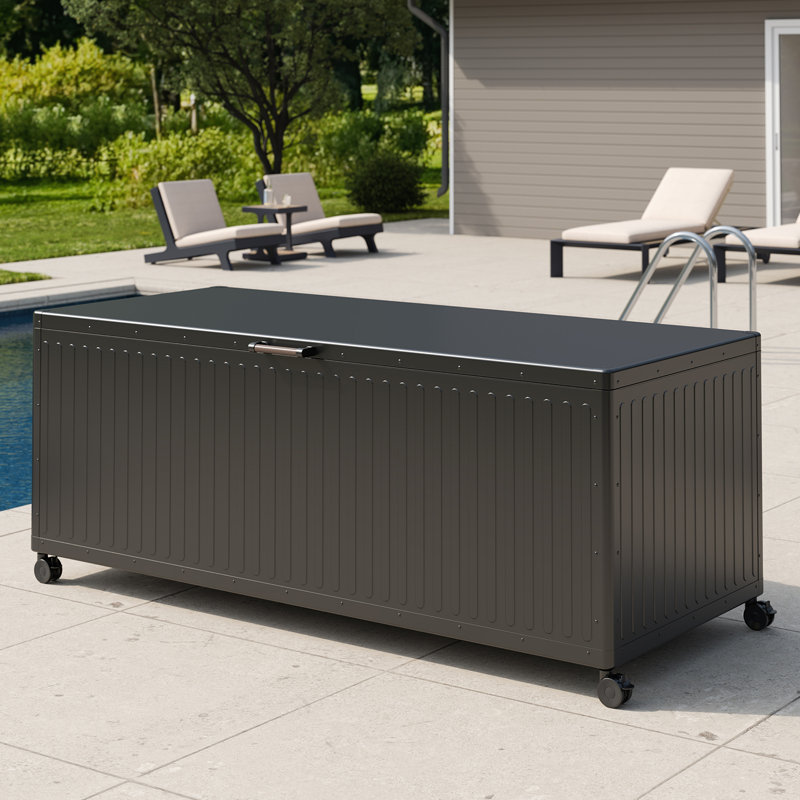 Coffre de terrasse de 370 gallons avec roulettes, 33,8 po H x 84 po L x 36 po P, Charcoal