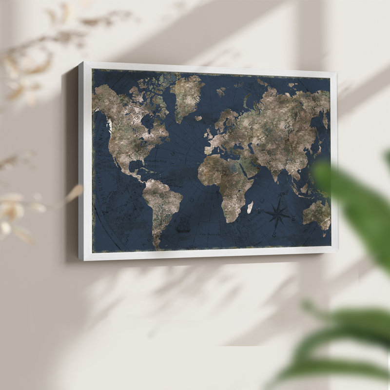 Navy Atlas -Framed Print - Restickable, 22" H x 28" W, White