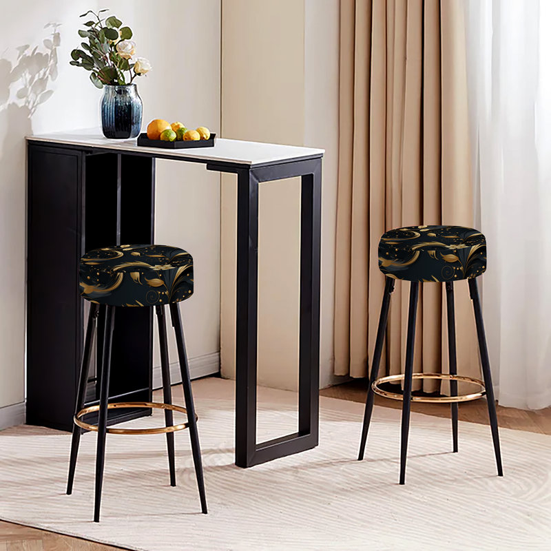 Ensemble de 2 tabourets de bar noirs et dorés Intrigue Elegance I