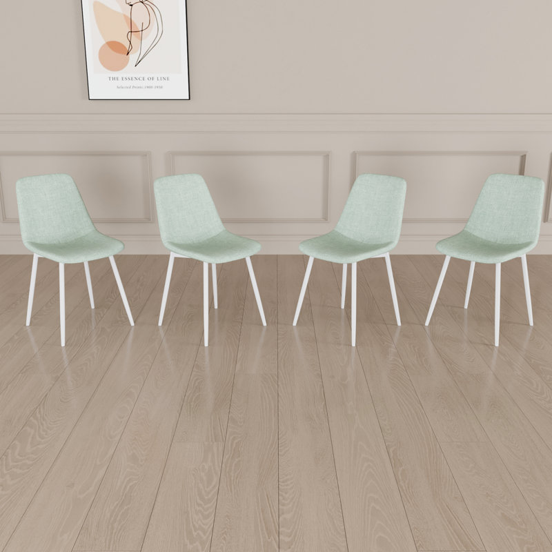 Ensemble de 4 chaises de salle à manger rembourrées modernes, Vert