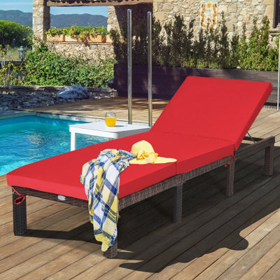 Chaise longue rembourrée réglable en rotin Dizzie