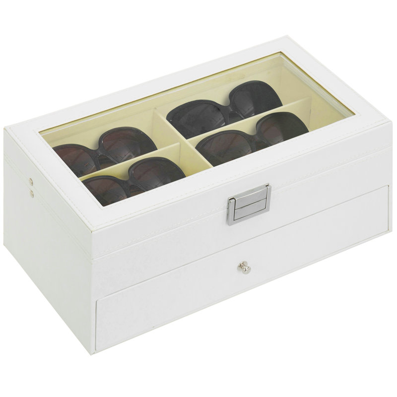 Firoz 12 Compartment Eyewear & Sunglasses Display Case, White