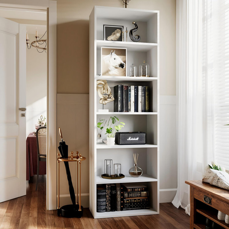 Livingon 21.8"W Standard Bookcase, White, (3 Shelves) 35.9"H x 21.8"W x 9.3"D