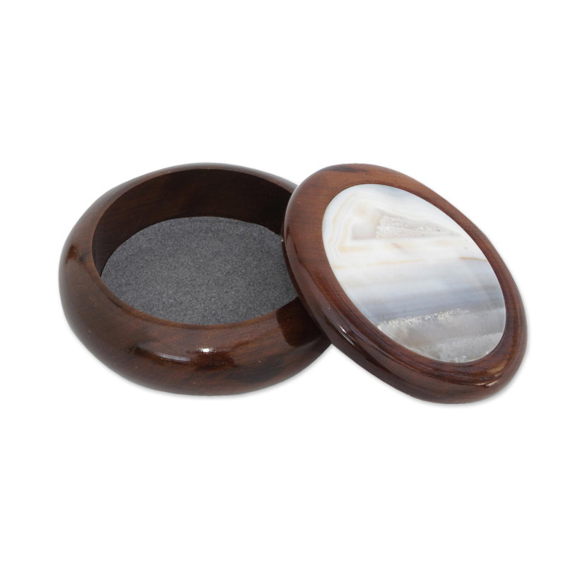 Boîte décorative agate et bois secret plaisir Cleon
