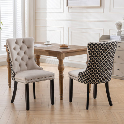 Chaises de salle à manger en velours classique classique, velours contemporain en bois massif touffeté haut de gamme