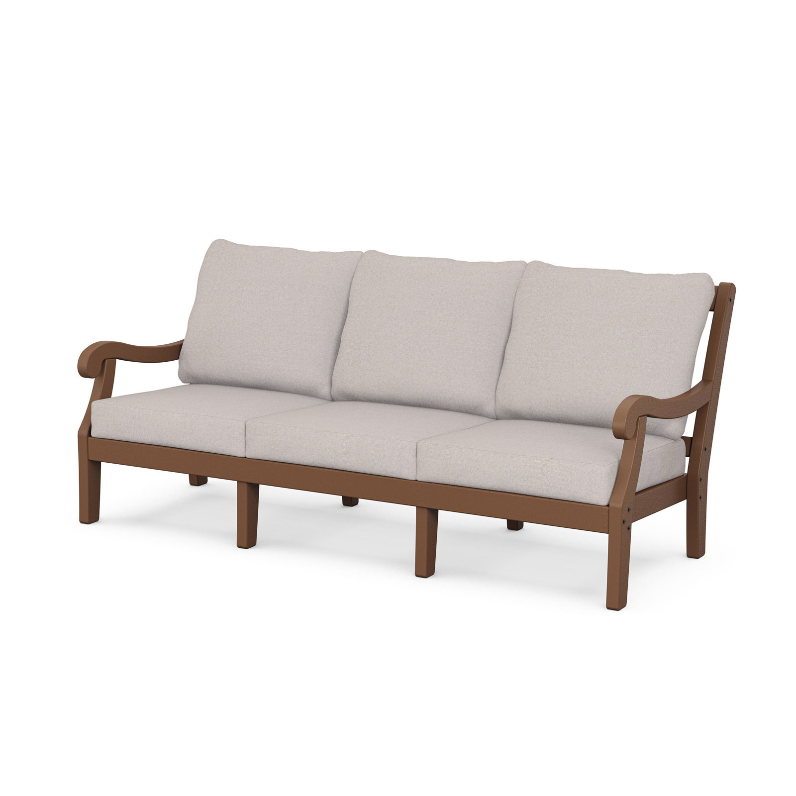 POLYWOOD x Birch Lane Verlyn Deep Seating Sofa, Dune Burlap Cushion/Teak Frame