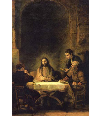 «Christ in Emmaus» par Rembrandt Van Rijn, reproduction d'art