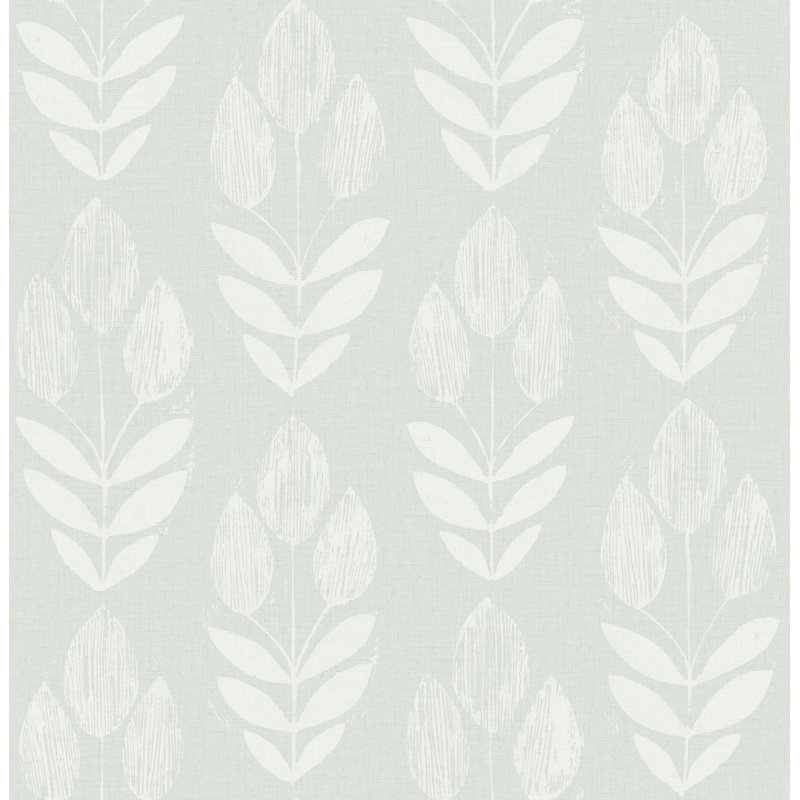 Papier peint guirlande tulipe, Bleu clair