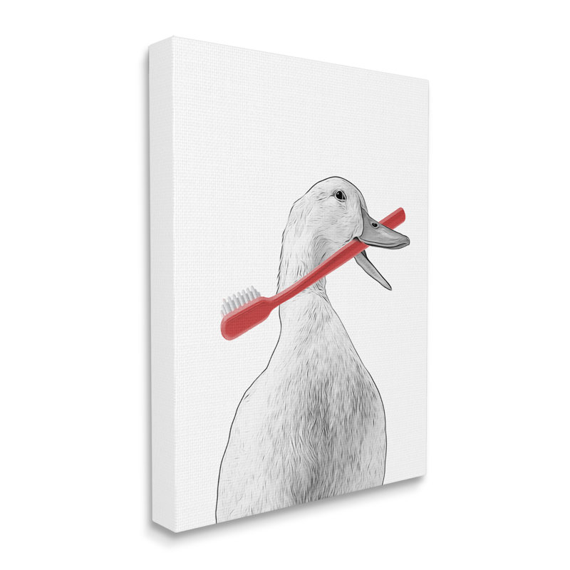 Impression sur toile Aw-318-Canvas, canard et brosse à dents, par Annalisa Latella, H 48 po x l 36 po x P 1,5 po