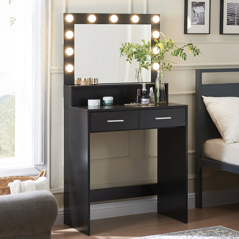 Dressing Table with Large Drawer, Black