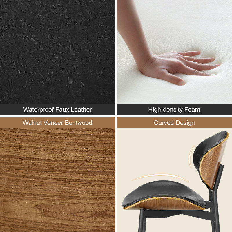 46cm H Upholstered Metal Side Chair, Black