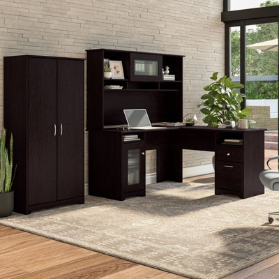 Ensemble de bureau d'ordinateur en L 3 pièces avec rehausse Kaionna