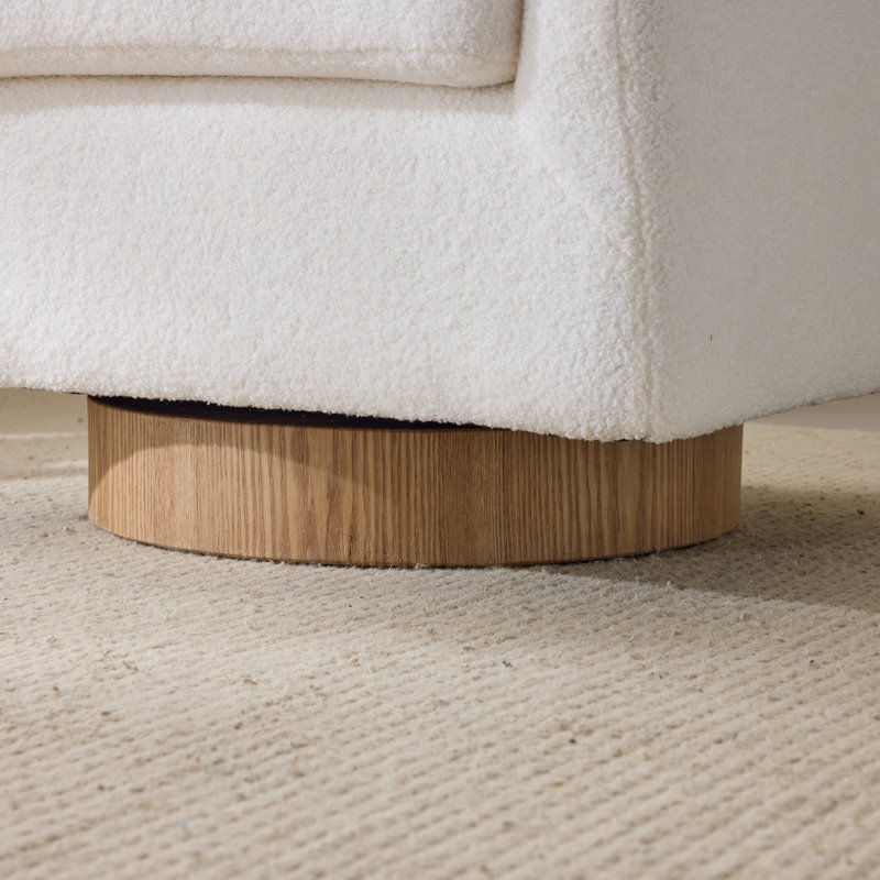 Living Room Swivel Barrel Accent Chair, White Teddy